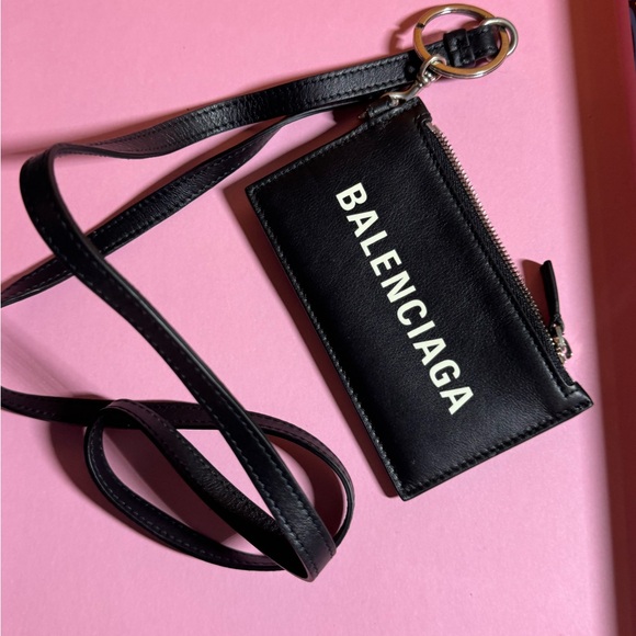 Balenciaga Black Leather Card Pouch